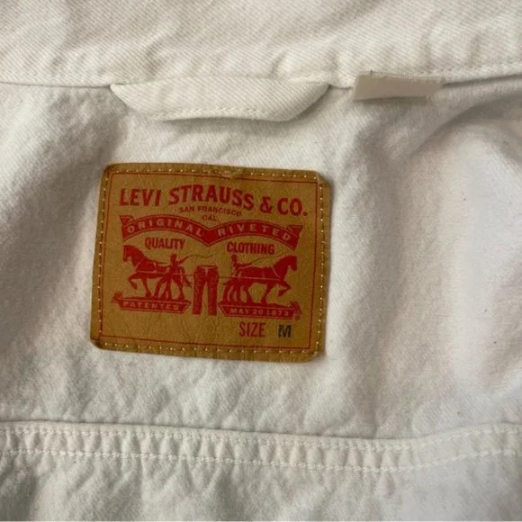 Levi's Men's White Out Trucker Jean Jacket Size Medium Cotton Long Sleeve - Picture 5 of 6
